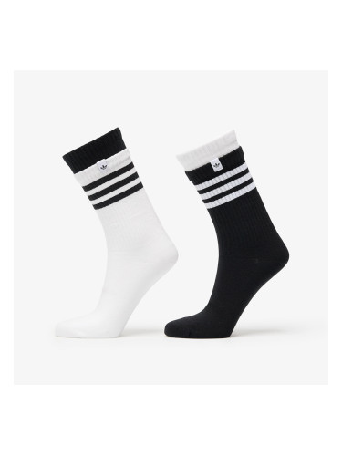 adidas 3 Stripes 2 Layer Crew Socks 2-Pack Black/ White L