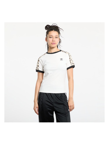 Тениска adidas Leopard 3 Stripe T-Shirt Wonder White M