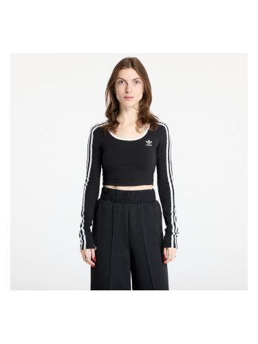 adidas Adicolor 3 Stripes Long Sleeve Crop Black L