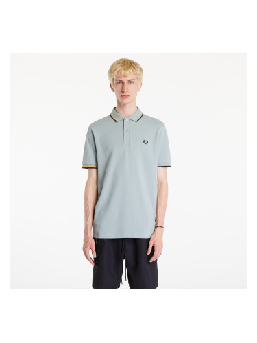 Тениска FRED PERRY The Twin Tipped Polo Short Sleeve Tee Silver Blue/ Dark Caramel/ Black XL