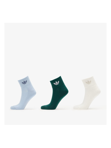 adidas Mid Ankle Sock 3-Pack Off White/ Collegiate Green/ Wonder Blue L