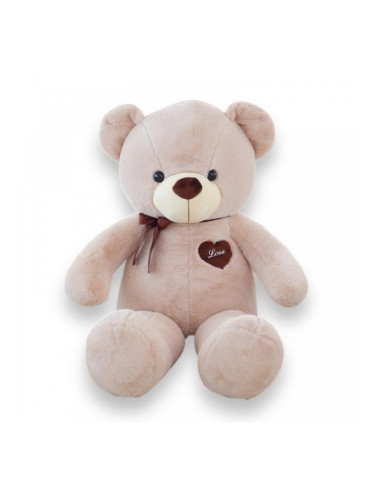 Плюшено мече със сърчице, бежово, 120 см