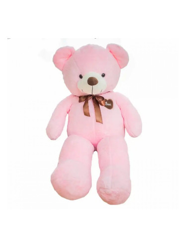 Плюшено мече със сърчице, розово, 120 см
