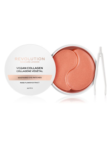 Revolution Skincare Rose Gold Vegan Collagen хидрогелова маска за зоната около очите с успокояващ ефект 60 бр.