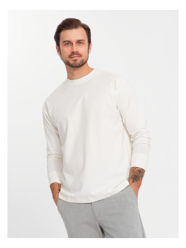 Ombre Men's cotton LOOSE FIT longsleeve with round neckline - cream