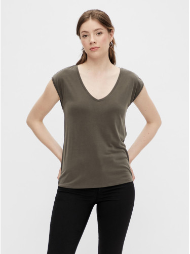 Khaki basic t-shirt Pieces Kamala - Women's