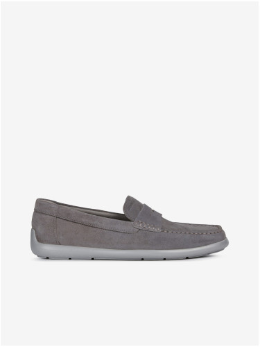 Grey men's leather loafers Geox Devan - Men