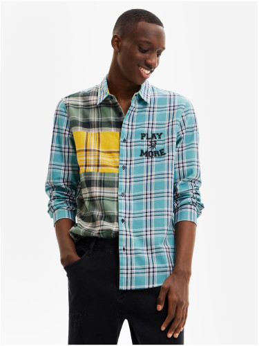 Green-blue men's checkered shirt Desigual Rod - Men's