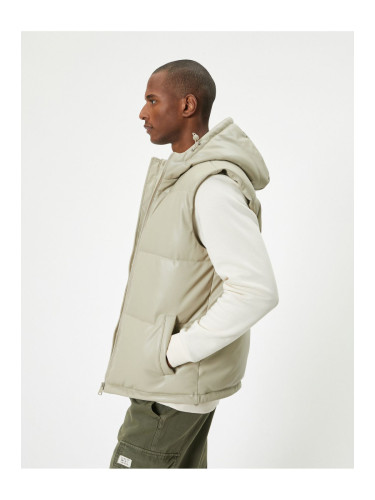 Koton Puffer Vest Slim Fit Hooded Zippered Pocket