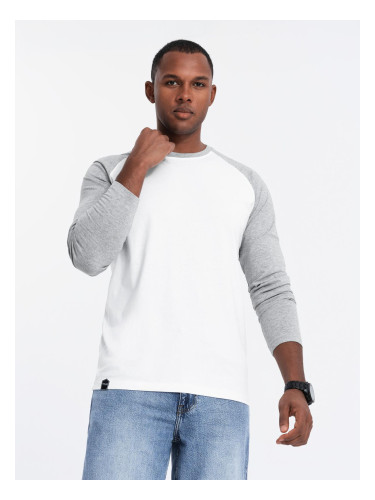 Ombre Men's longsleeve with raglan contrast sleeves - white and gray