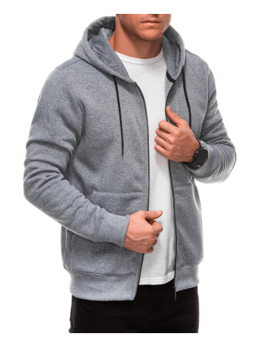 Edoti Unzipped men's BASIC hooded sweatshirt - grey melange