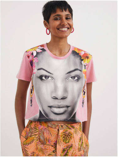 DESIGUAL WOMEN'S SHORT SLEEVE T-SHIRT PINK