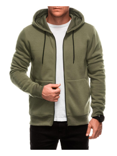 Edoti Unzipped men's BASIC hooded sweatshirt - dark olive green