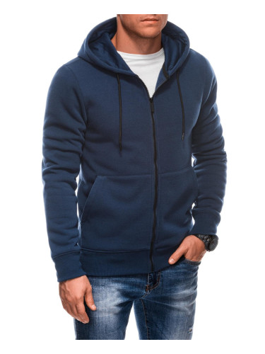 Edoti BASIC men's unzipped sweatshirt with hood - navy blue