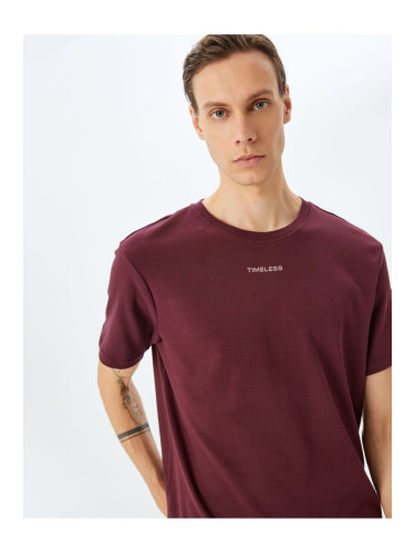 Koton Slogan Printed T-Shirt Crew Neck Short Sleeve Cotton