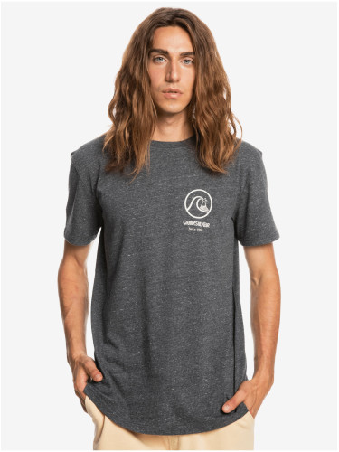 Dark gray mens brindle T-Shirt Quiksilver Gone Words - Men