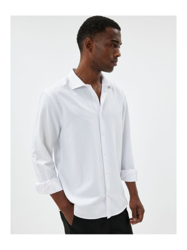 Koton Slim Fit Shirt Basic Long Sleeve Cotton Blend