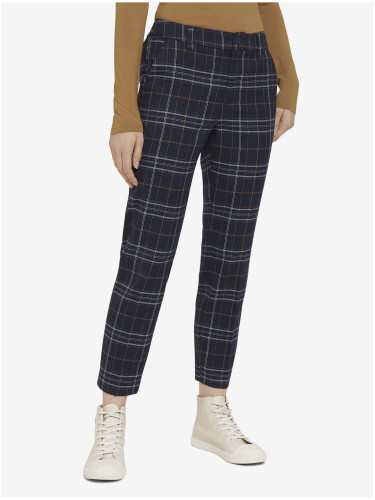 Dark blue women's checkered cropped trousers Tom Tailor Denim - Women's