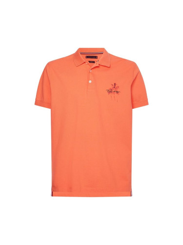 Tommy Hilfiger T-shirt - PRINTED UNDERCOLLAR REGULAR POLO orange