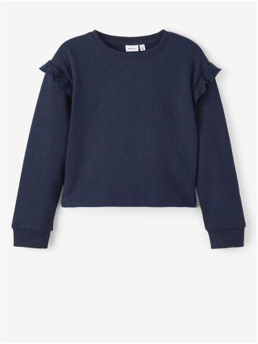 Dark blue girl's sweatshirt with gathered sleeves name it Oksus - unisex