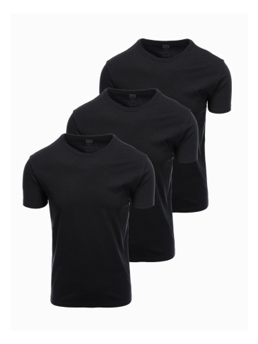 Ombre Set of BASIC men's cotton shirts with round neckline - 3x black
