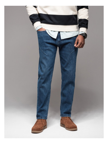 Ombre Men's CARROT FIT denim pants with decorative darts - dark blue
