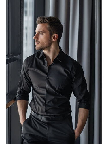 Trendyol Black Slim Fit Easy Iron Smart Men's Shirt