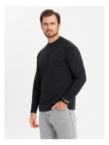 Ombre Men's LOOSE FIT cotton longsleeve with round neckline - black