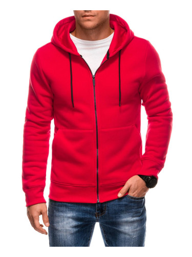 Edoti BASIC unbuttoned men's hooded sweatshirt - red