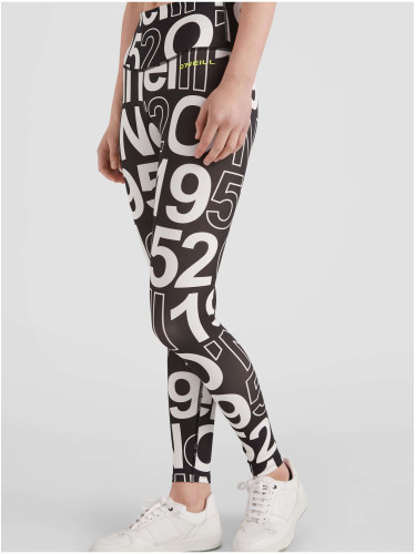 ONeill Women's Black and White Patterned Sports Leggings O'Neill Multi - Women