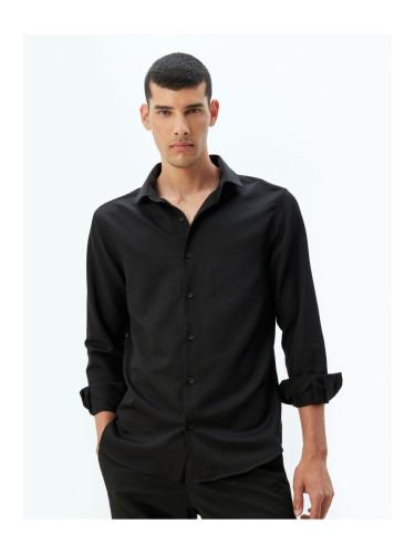 Koton Classic Shirt Long Sleeve Half Italian Collar Cotton Blend