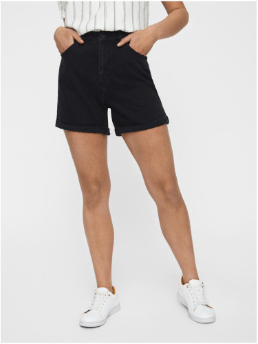 Black high-waisted denim shorts VERO MODA Nineteen - Women's