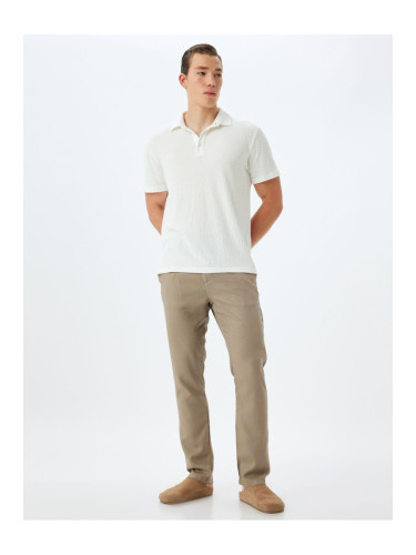 Koton Linen Trousers Chino Pocket Detail Buttoned