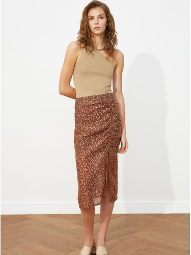 Brown patterned skirt with pleats Trendyol - Women