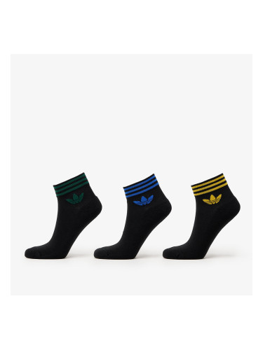 adidas Trefoil Ankle Half-Cushioned Socks 3-Pack Black/ Collegiate Green/ Blue/ Crew Yellow L