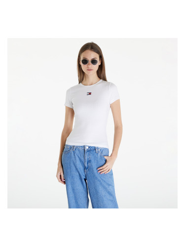 Тениска Tommy Jeans Slim Badge Rib Short Sleeve Tee White L