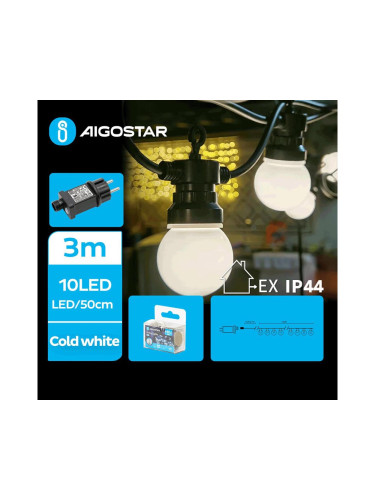 Aigostar - LED Екстериорни декоративни лампички 10xLED/3m IP44 студено бял