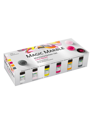 Kreul Magic Marble Комплект цветове за мрамориране Love Neon! 6 x 20 ml