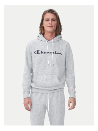 Champion Суитшърт Script Logo 217142 Сив Comfort Fit