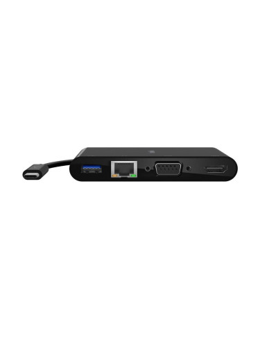 Адаптор  мултимедиен Belkin USB-C (GBE, HDMI, VGA, USB-A), Черен