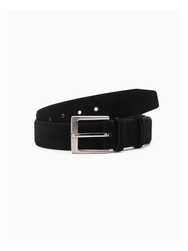 Ombre One-color men's natural suede belt - black