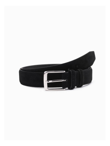 Ombre Unicolored men's natural suede belt - black