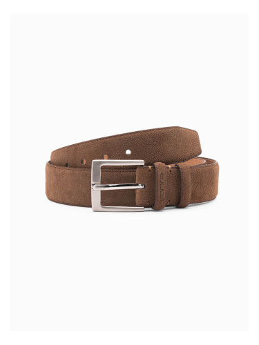 Ombre One-color men's belt in natural suede - brown