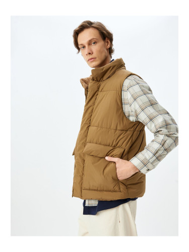 Koton Slim Fit Puffer Vest with Flap Pocket Detail and Stand Collar