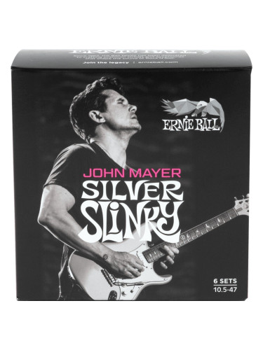 Ernie Ball John Mayer Silver Slinky Nickel Wound Electric Guitar Strings 6 Pack Струни за електрическа китара