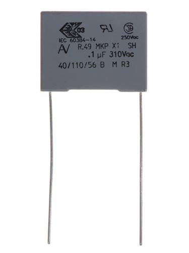 Кондензатор, полипропиленов, ±10%, 310VDC, 100nF, THT