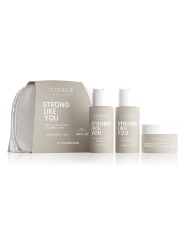 ICONIQUE Professional STRONG LIKE YOU Repair & Strengthening Set: Shampoo 70 ml, conditioner 70 ml & комплект за пътуване за увредена коса