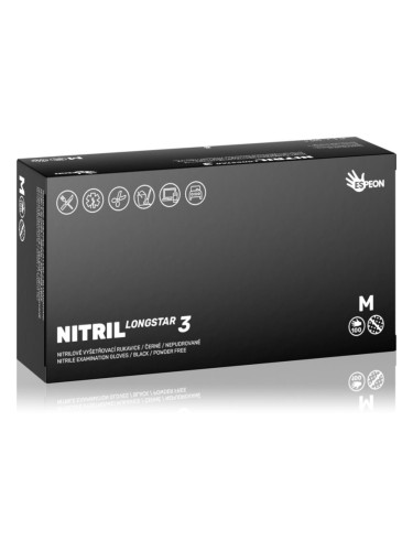 Espeon Nitril Longstar3 Black нитрилни ръкавици без пудра размер M 2x50 бр.