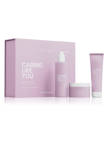 ICONIQUE Professional CARING LIKE YOU Deep Hydration Set: Shampoo 250 ml, Leave-in treatment 150 ml, комплект за суха и увредена коса