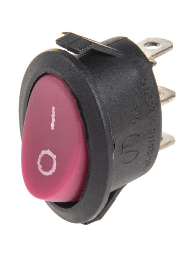 Rocker превключвател, 2 позиции, ON-ON, 6A/250VAC, отвор 23х13mm, 3 извода, червен